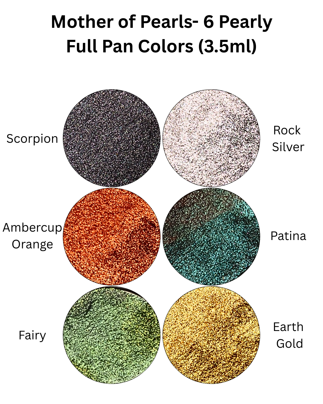 Skrim Mother of Pearls – Shimmer Watercolor Set (6 Full Pan Colors, Metallic & Pearl)