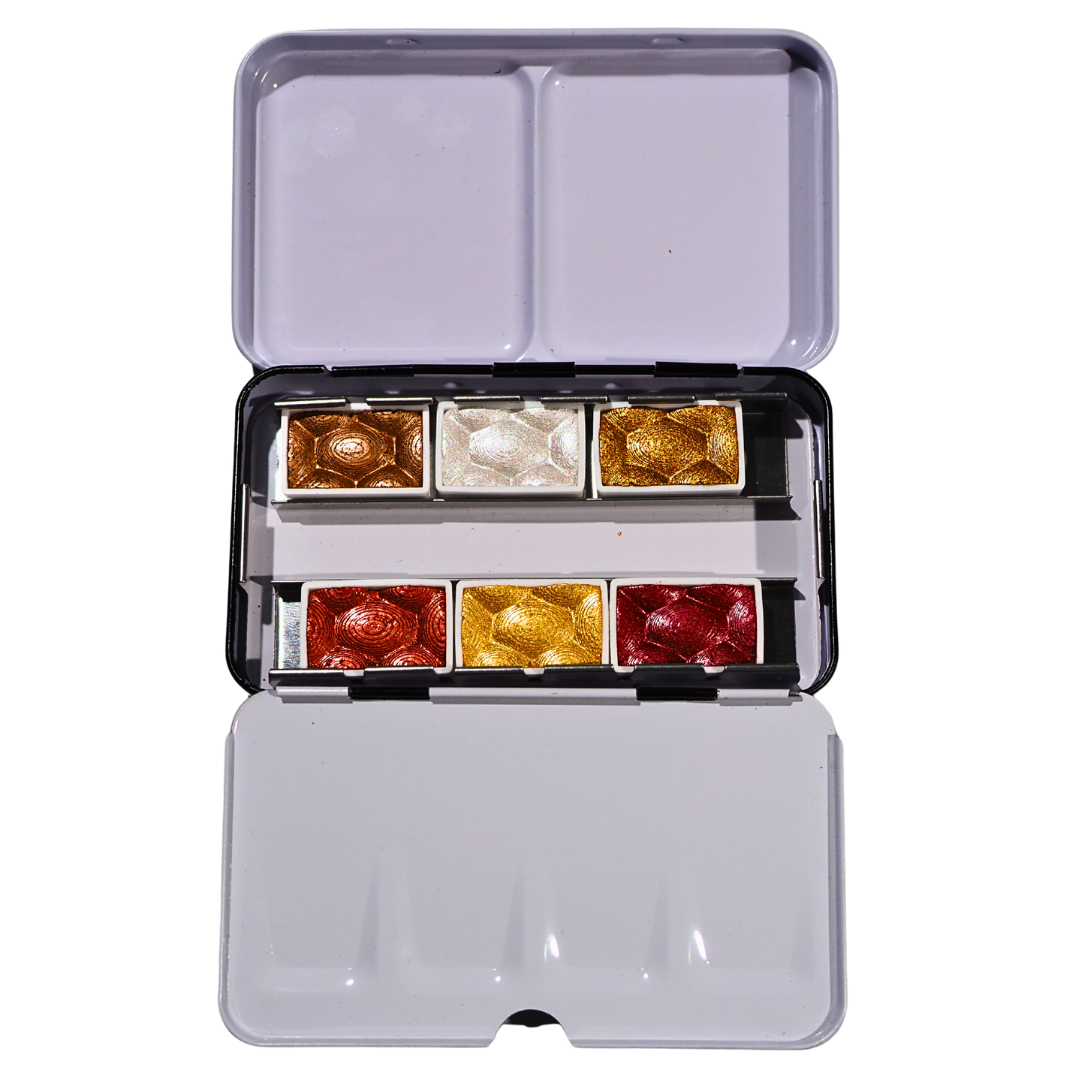 Skrim Pharaoh’s Treasury – Pearl & Metallic Watercolors, Full Pan Set (6 Full Pan Colors)