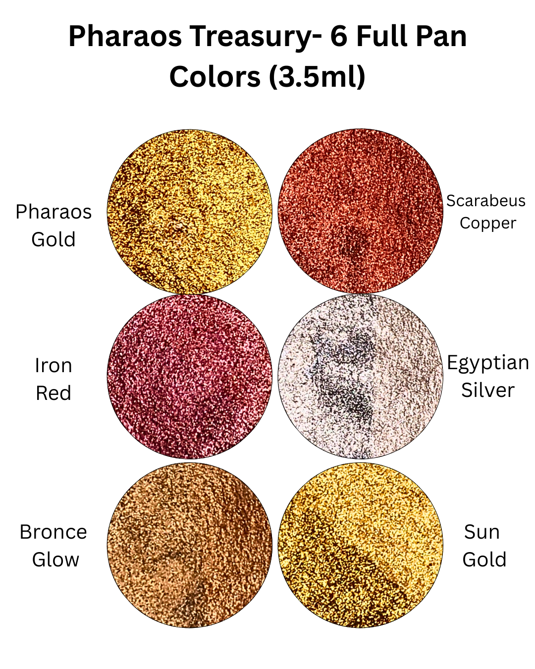 Skrim Pharaoh’s Treasury – Pearl & Metallic Watercolors, Full Pan Set (6 Full Pan Colors)